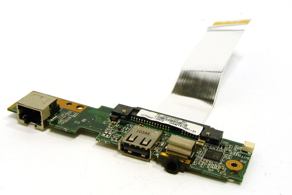 Плата кнопки включения Asus Eee PC 1001 с USB, аудио и LAN разъёмами