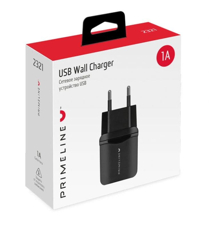 СЗУ 1USB 1A, Prime Line черный