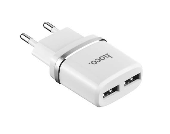 Зарядное устройство 2USB Hoco C12, 2,4 A белый