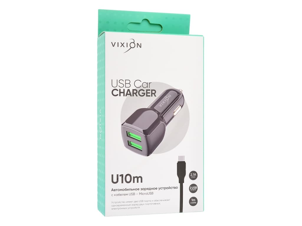 АЗУ VIXION U10m (2-USB/2.1A) + micro USB кабель 1м