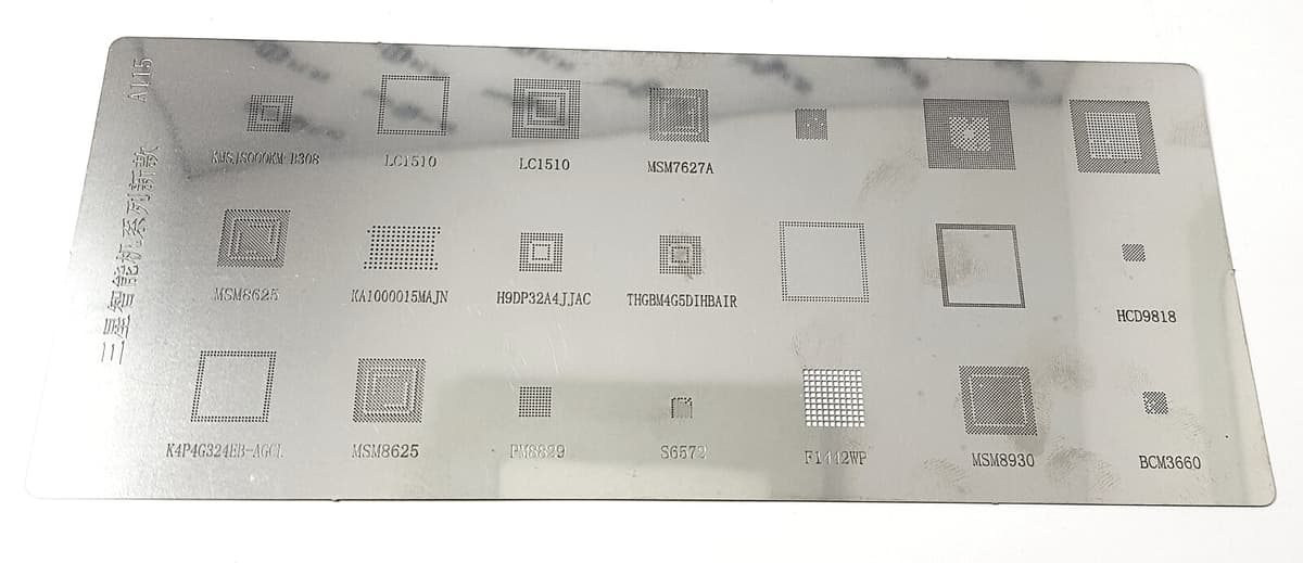 BGA-REBALL ТРАФАРЕТ BGA A115 Samsung S4, 21 в 1