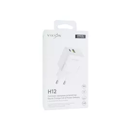 СЗУ VIXION Special Edition H12 (1-USB 3A/1-Type-C Power Delivery) 18W (белый):SHOP.IT-PC