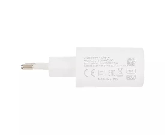 СЗУ VIXION L16 (1-USB 3A/1-Type-C Power Delivery) 20W (белый):SHOP.IT-PC