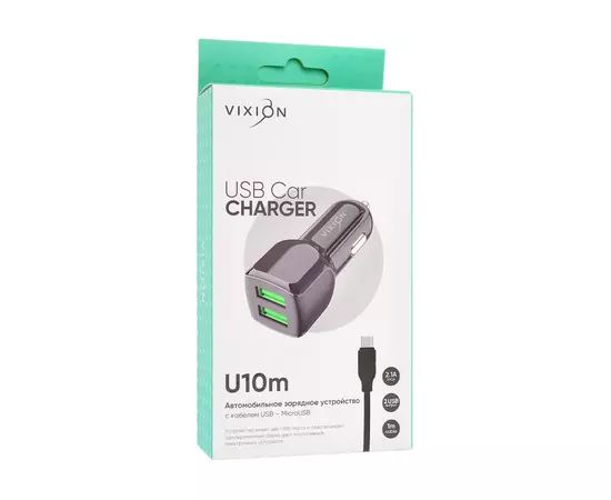 АЗУ VIXION U10m (2-USB/2.1A) + micro USB кабель 1м:SHOP.IT-PC